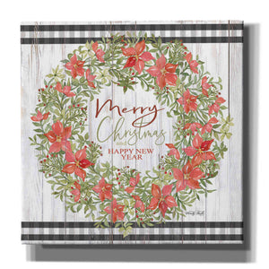 'Merry Christmas & Happy New Year Wreath' by Cindy Jacobs, Canvas Wall Art