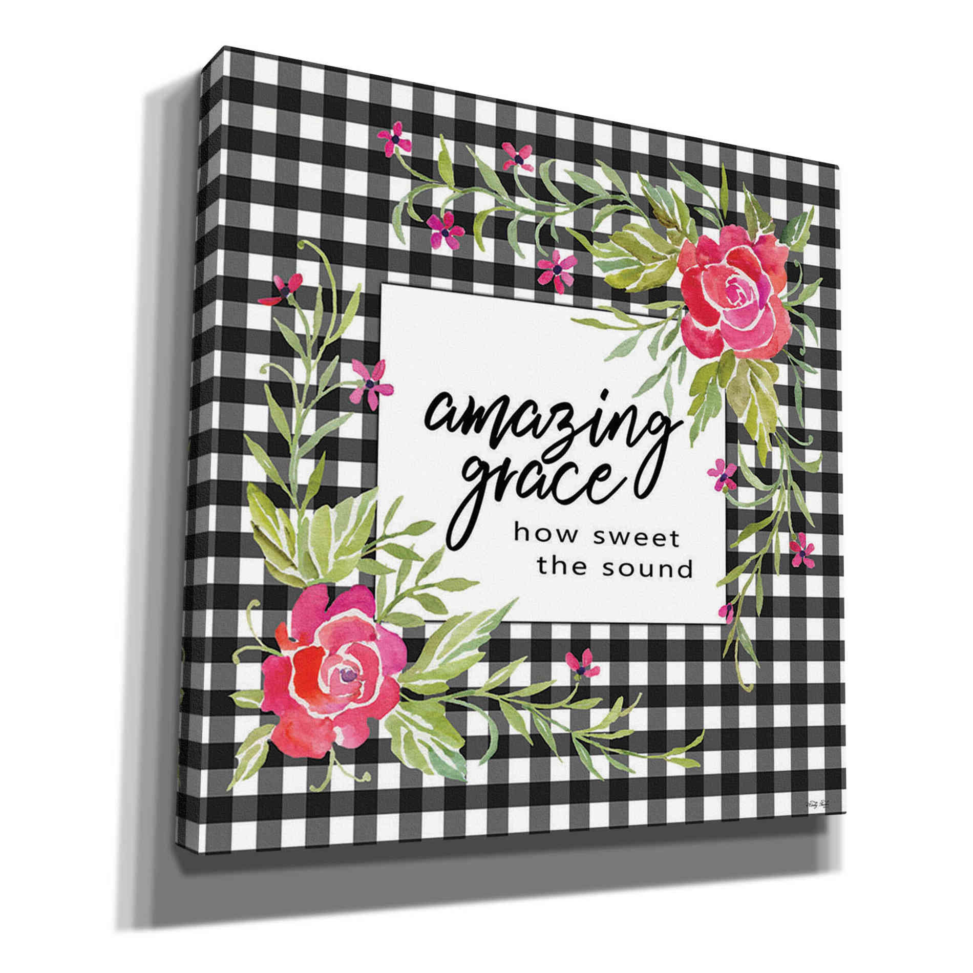 'Amazing Grace on Plaid' by Cindy Jacobs, Canvas Wall Art