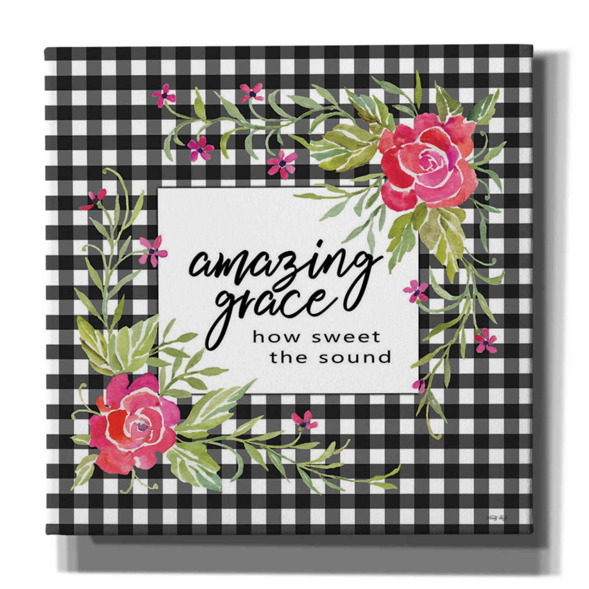 'Amazing Grace on Plaid' by Cindy Jacobs, Canvas Wall Art