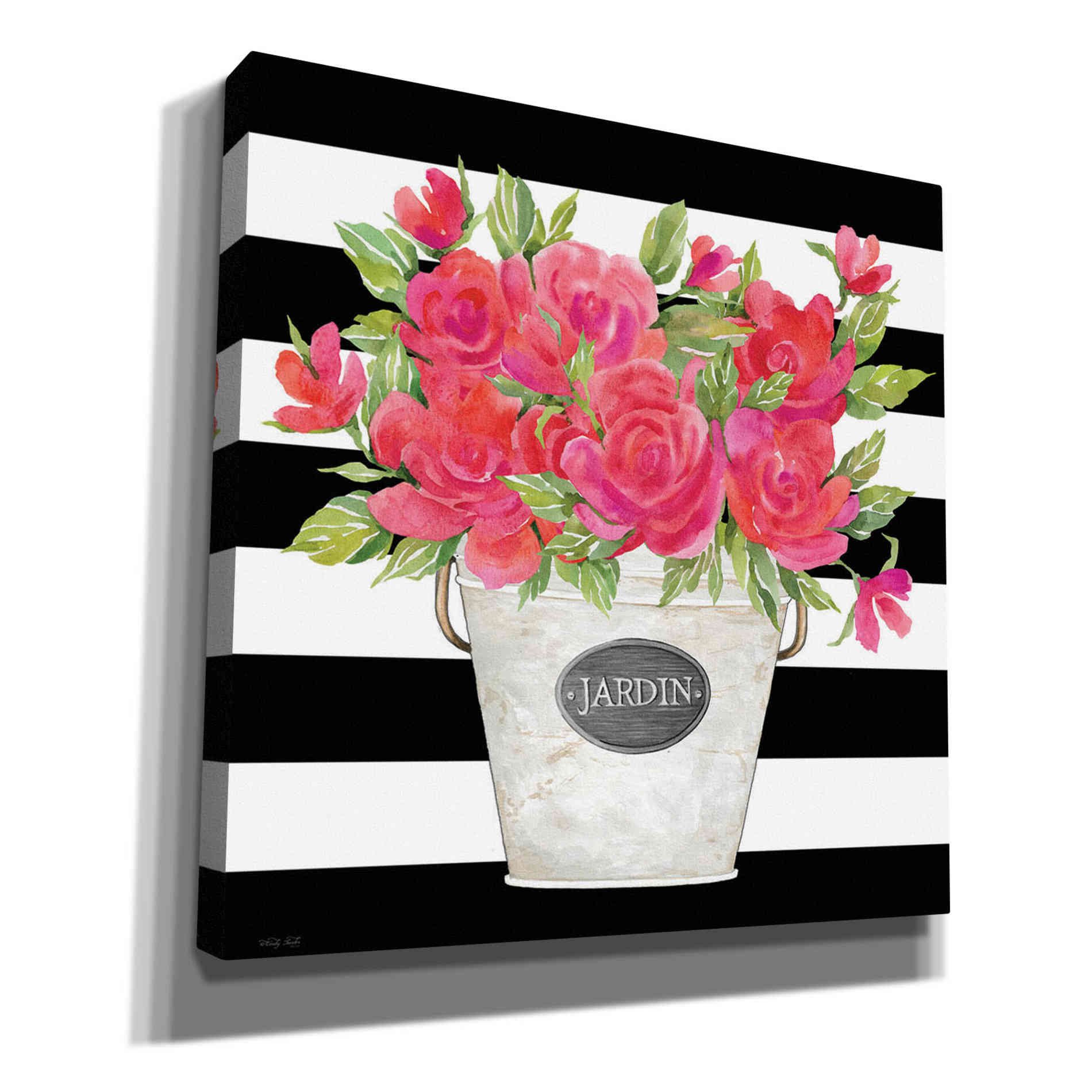 'Fuchsia Jardin Stripes' by Cindy Jacobs, Canvas Wall Art