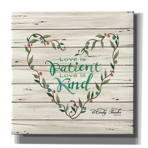 Image of 'Love is Patient Heart Wreath' by Cindy Jacobs, Canvas Wall Art