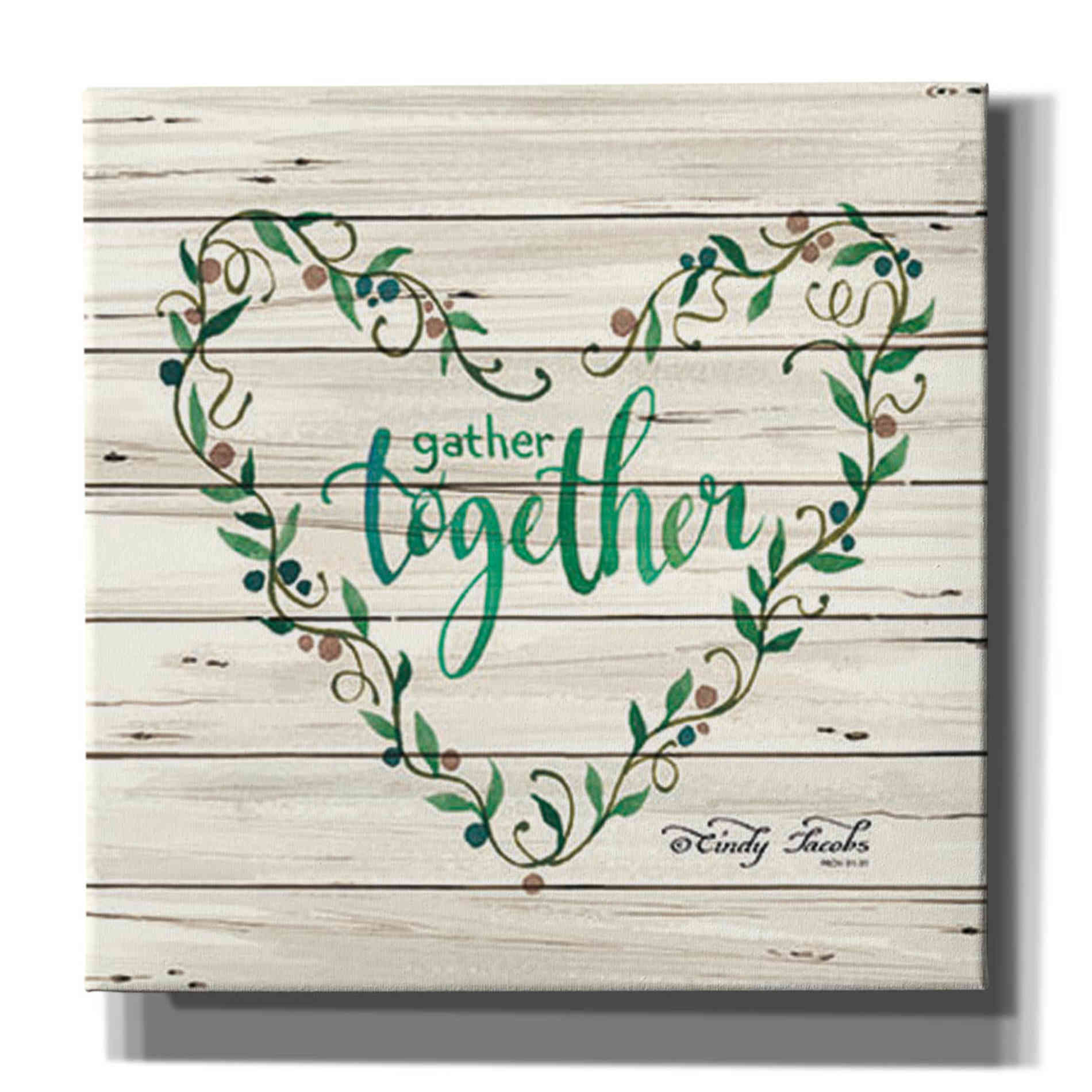 'Gather Together Heart Wreath' by Cindy Jacobs, Canvas Wall Art