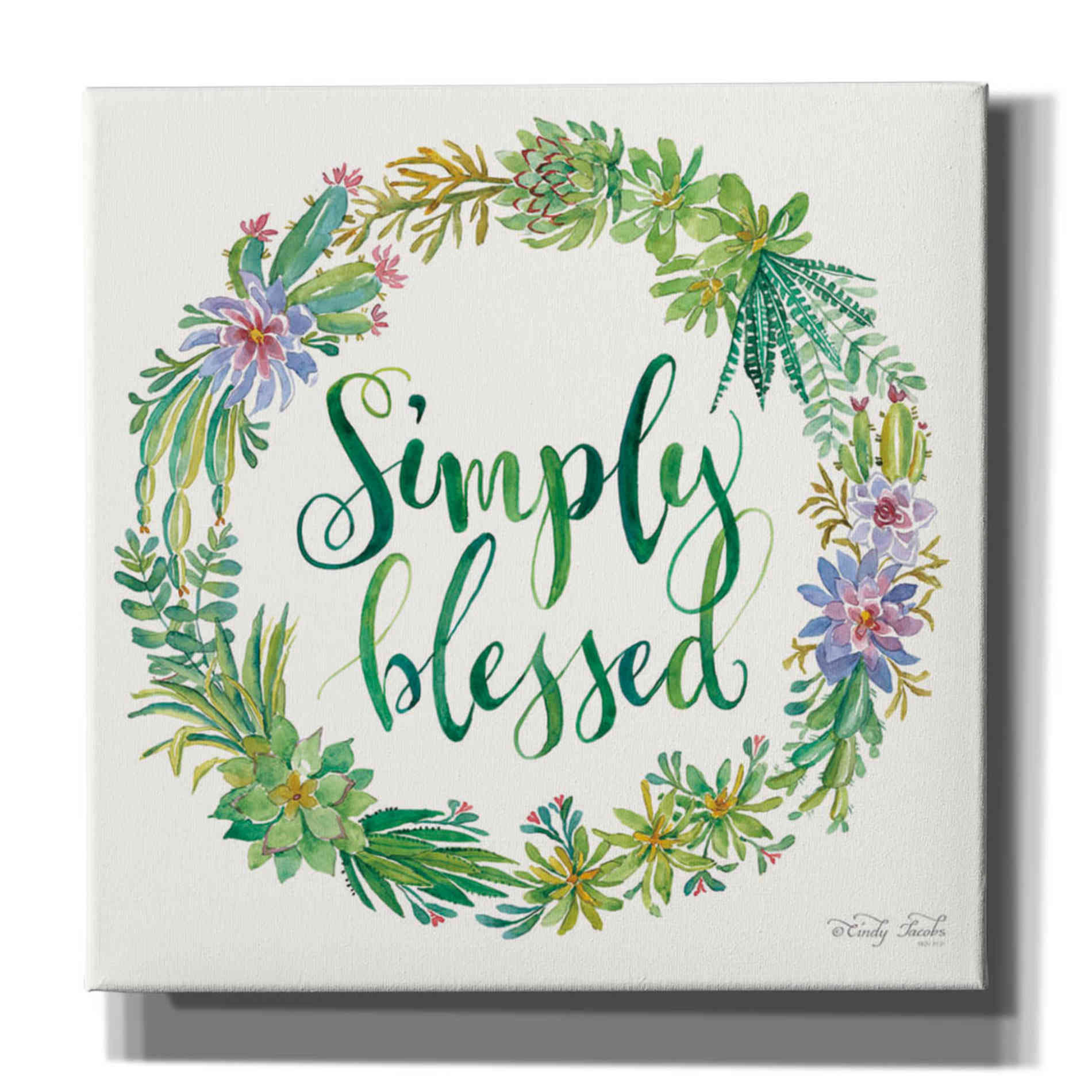 'Simply Blessed Succulent Wreath' by Cindy Jacobs, Canvas Wall Art