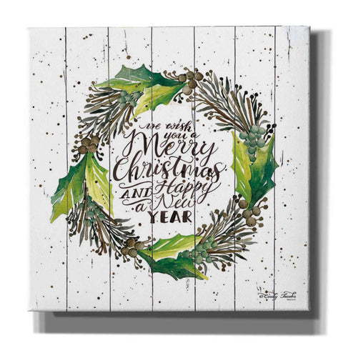 Image of 'Merry Christmas and Happy New Year Wreath' by Cindy Jacobs, Canvas Wall Art