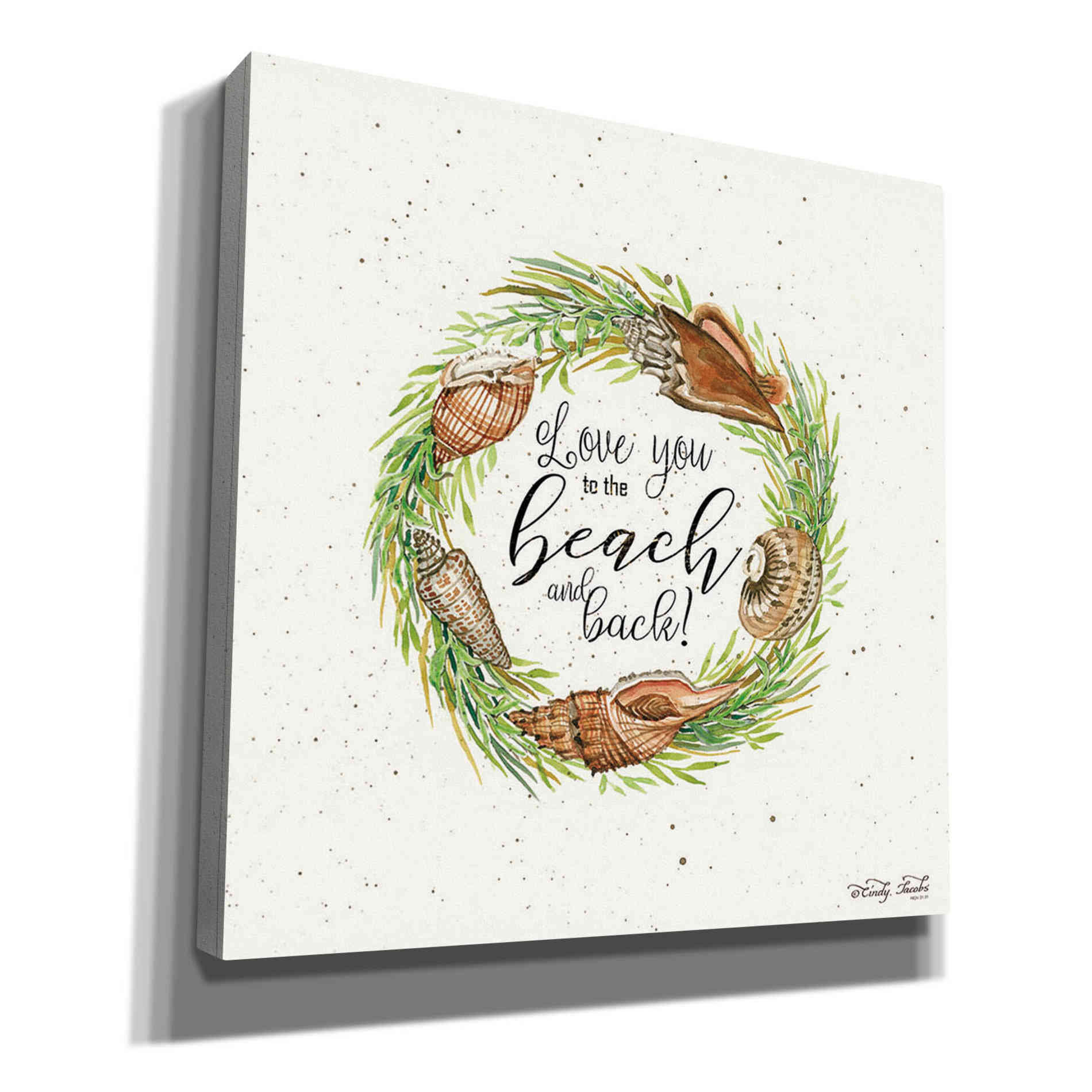 'Love You to the Beach Shell Wreath' by Cindy Jacobs, Canvas Wall Art