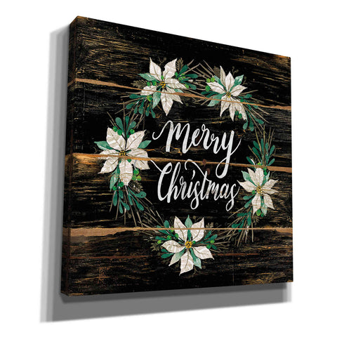 Image of 'Merry Christmas Poinsettia Wreath' by Cindy Jacobs, Canvas Wall Art
