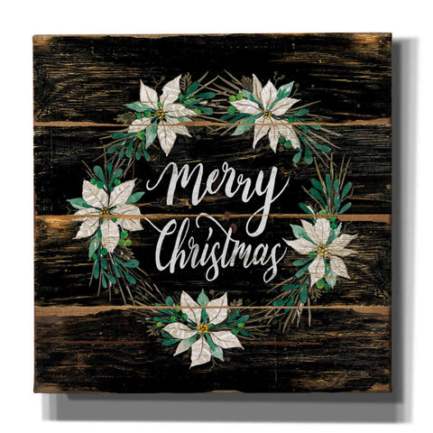Image of 'Merry Christmas Poinsettia Wreath' by Cindy Jacobs, Canvas Wall Art