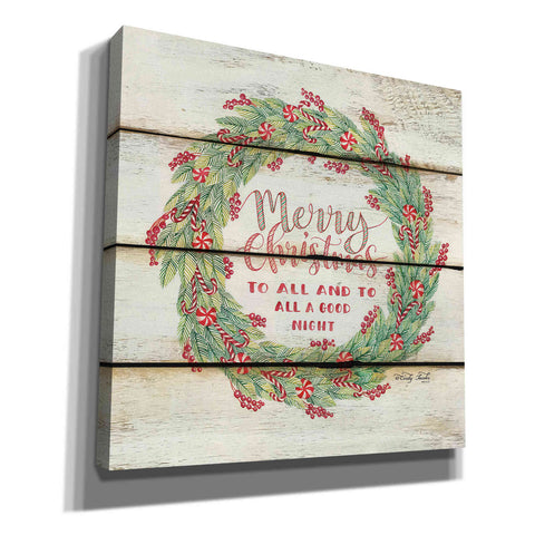 Image of 'Merry Christmas Candy Cane Wreath' by Cindy Jacobs, Canvas Wall Art