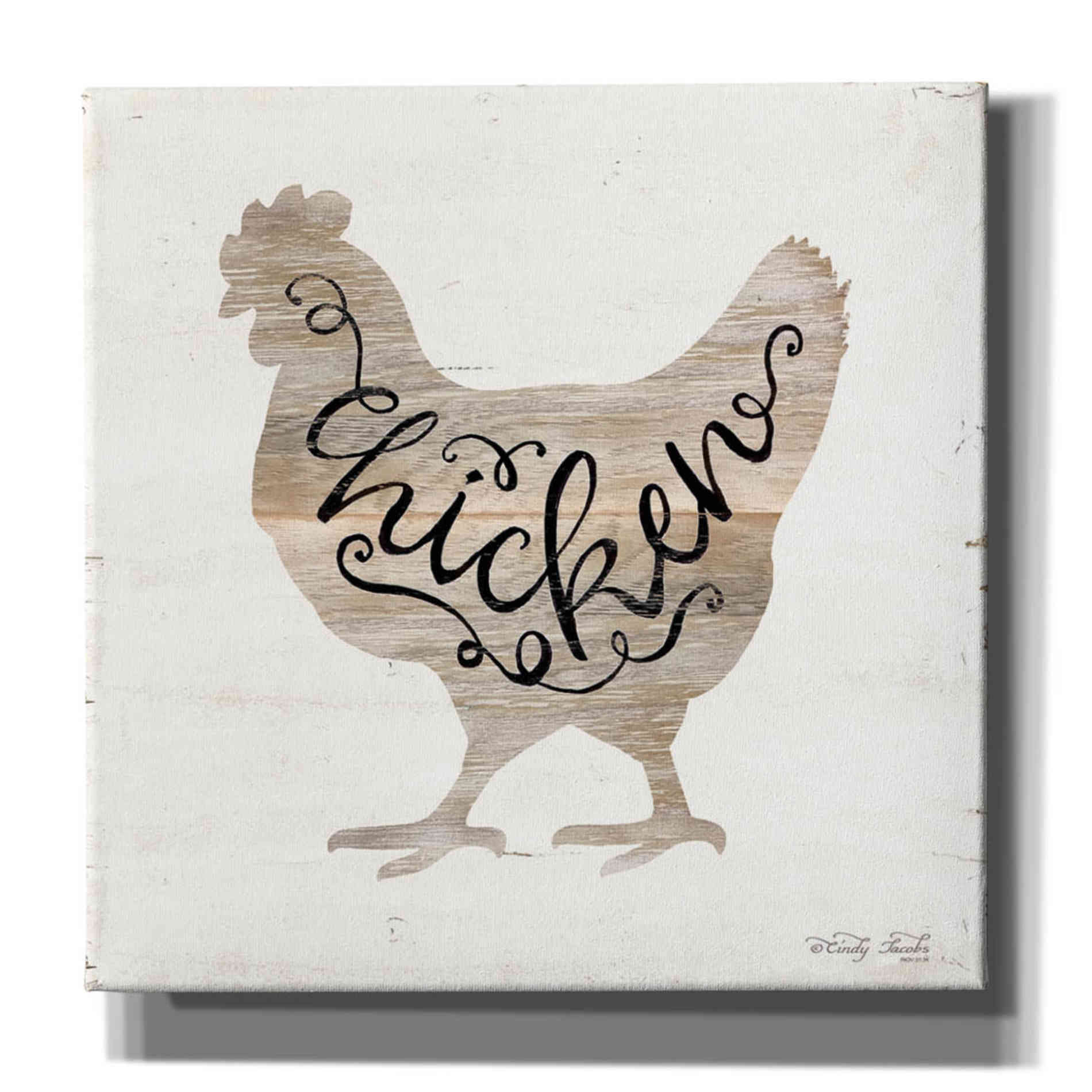 'Chicken in Beige' by Cindy Jacobs, Canvas Wall Art