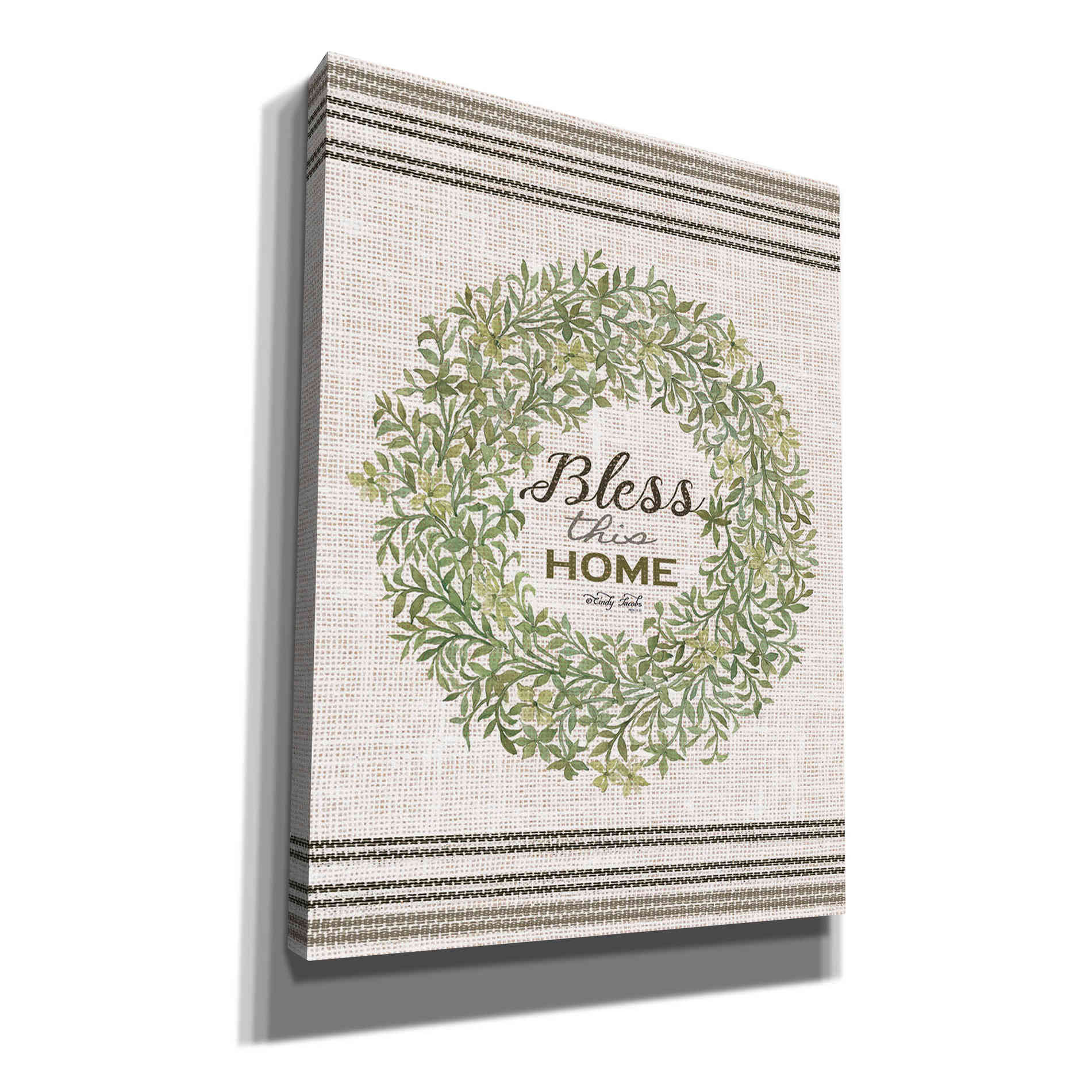 'Bless This Home Wreath' by Cindy Jacobs, Canvas Wall Art