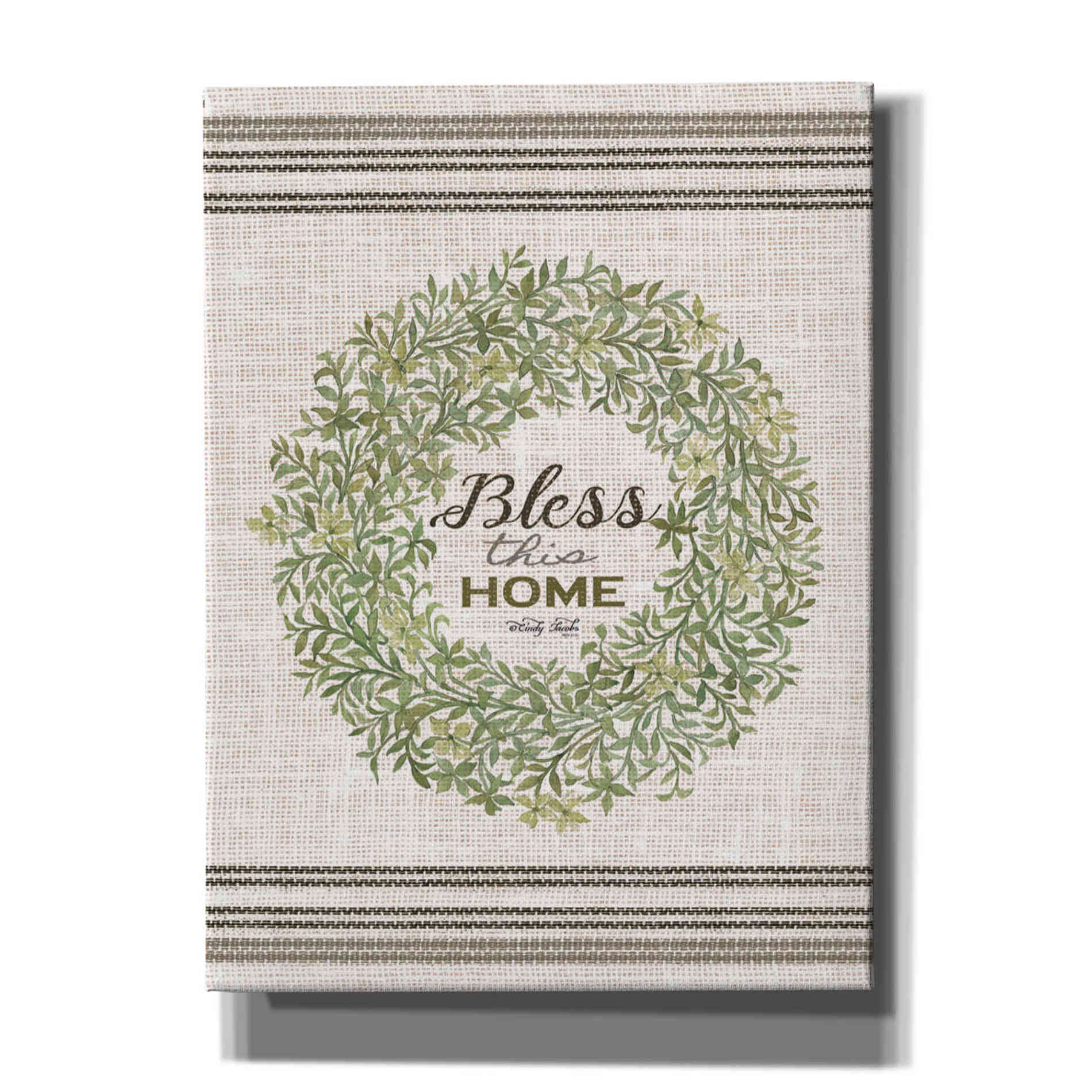 'Bless This Home Wreath' by Cindy Jacobs, Canvas Wall Art