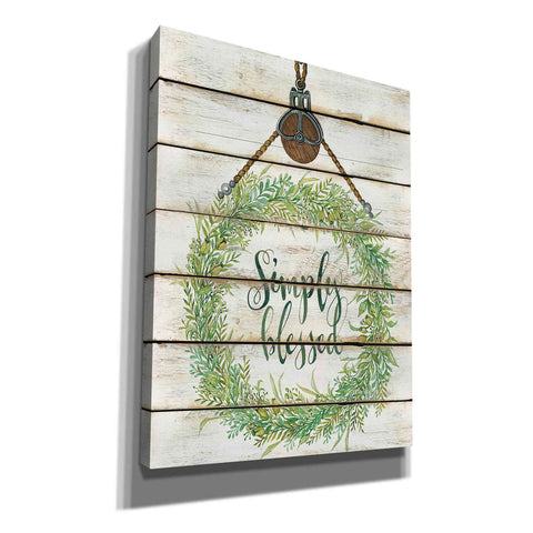 Image of 'Simply Blessed Wreath on Wood Panels' by Cindy Jacobs, Canvas Wall Art