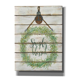'Simply Blessed Wreath on Wood Panels' by Cindy Jacobs, Canvas Wall Art
