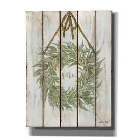 'Gather Wreath on Wood Panels' by Cindy Jacobs, Canvas Wall Art