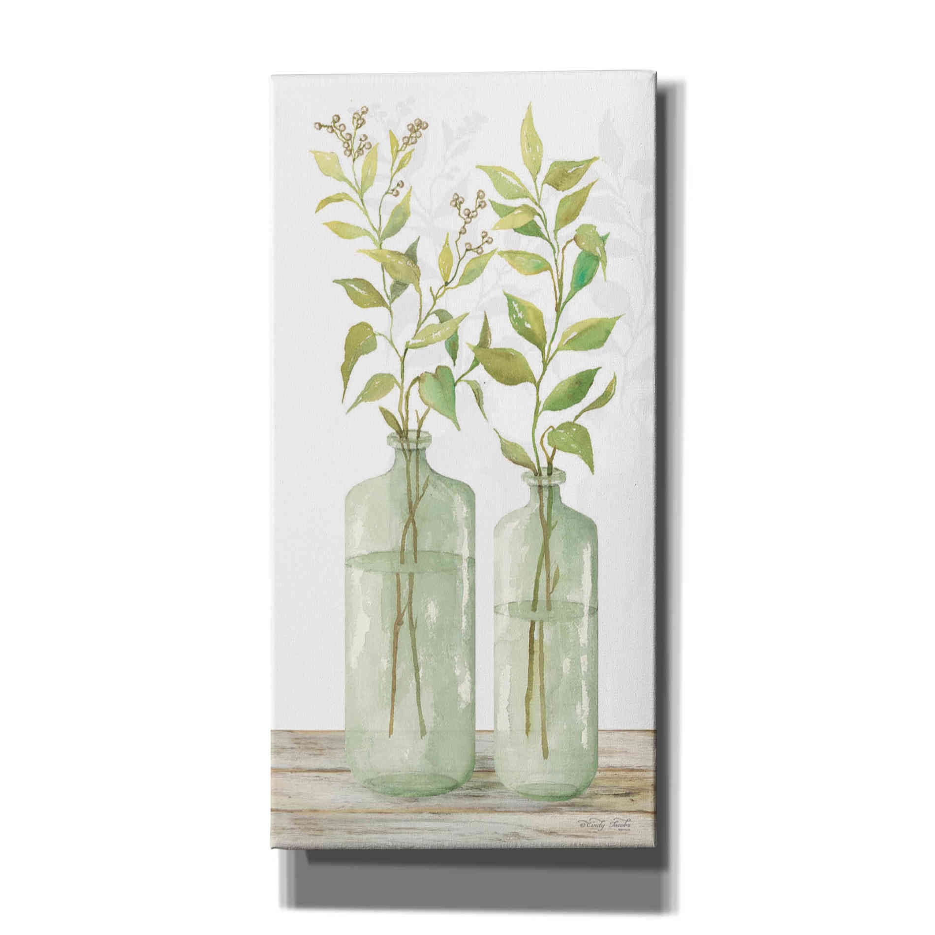 'Simple Leaves in Jar I' by Cindy Jacobs, Canvas Wall Art
