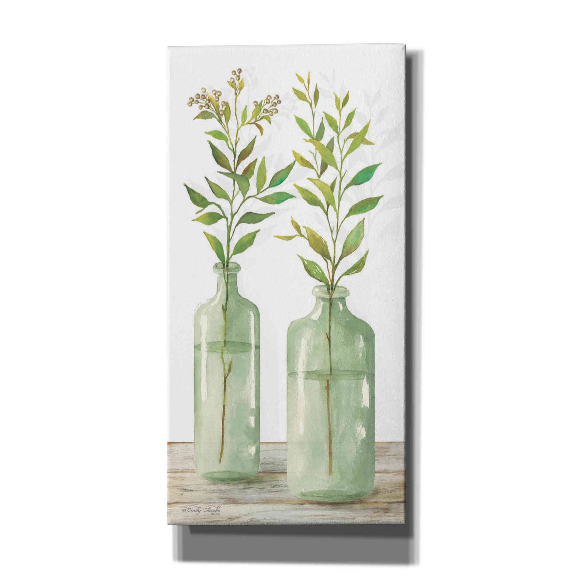 'Simple Leaves in Jar III' by Cindy Jacobs, Canvas Wall Art