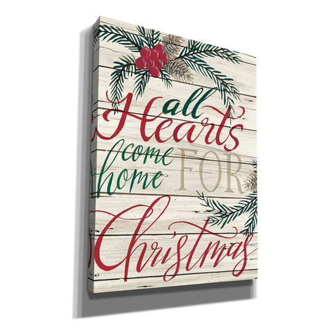 Image of 'All Hearts Come Home for Christmas Shiplap' by Cindy Jacobs, Canvas Wall Art
