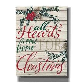 'All Hearts Come Home for Christmas Shiplap' by Cindy Jacobs, Canvas Wall Art