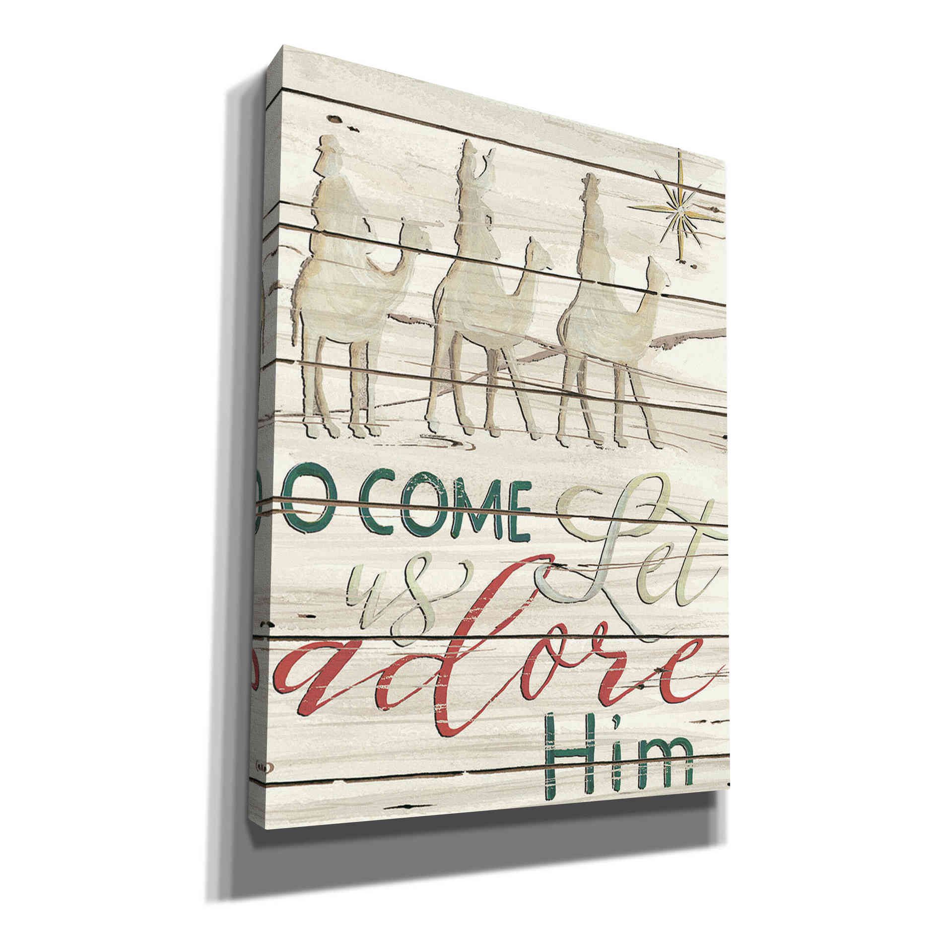 'Come Let Us Adore Him Shiplap' by Cindy Jacobs, Canvas Wall Art