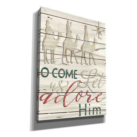 Image of 'Come Let Us Adore Him Shiplap' by Cindy Jacobs, Canvas Wall Art