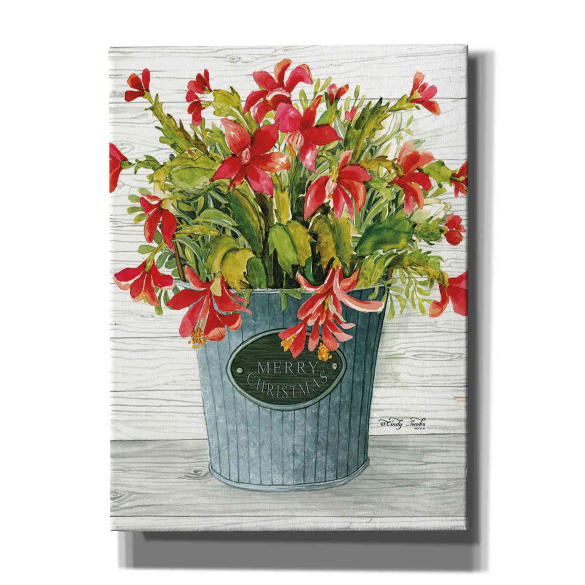 'Merry Christmas Pot' by Cindy Jacobs, Canvas Wall Art