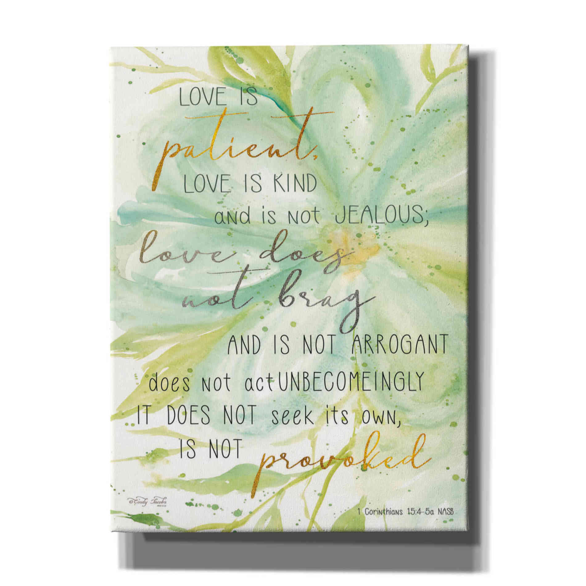'Teal Love is Patient' by Cindy Jacobs, Canvas Wall Art