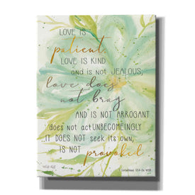 'Teal Love is Patient' by Cindy Jacobs, Canvas Wall Art