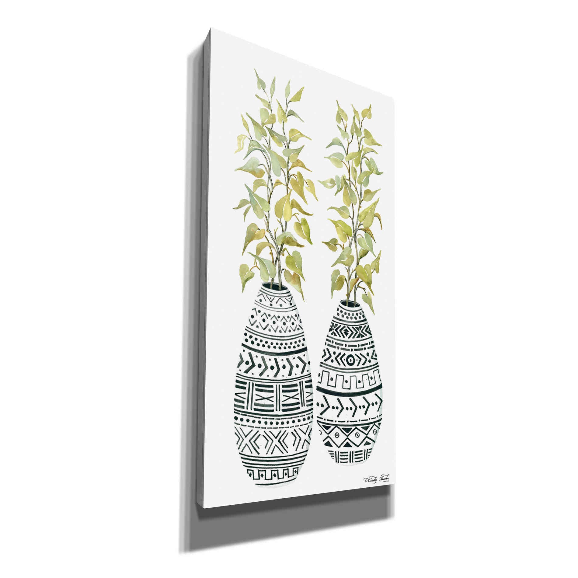 'Mud Cloth Vase II' by Cindy Jacobs, Canvas Wall Art