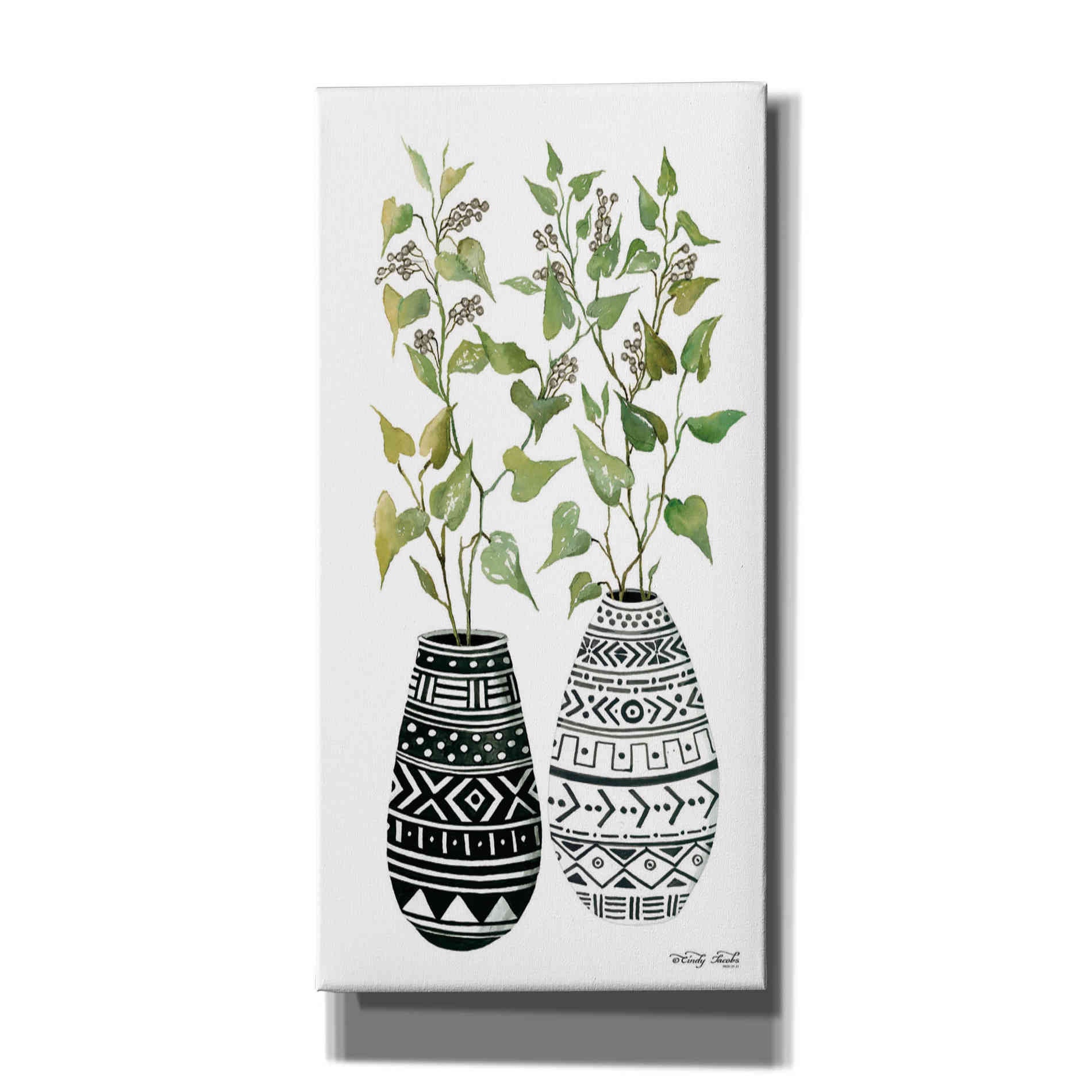 'Mud Cloth Vase IV' by Cindy Jacobs, Canvas Wall Art