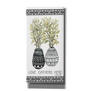 'Love Gathers Here Mud Cloth Vase' by Cindy Jacobs, Canvas Wall Art