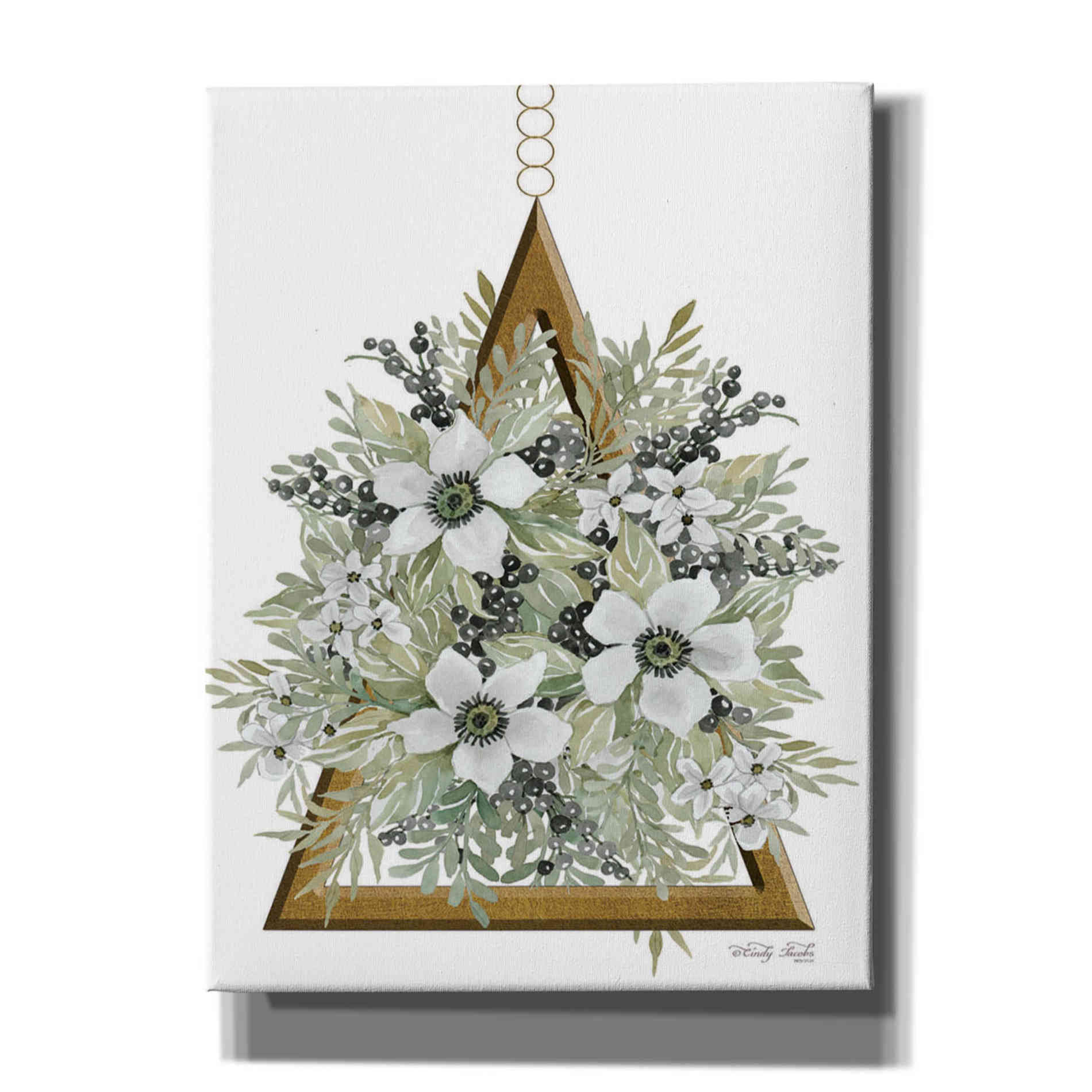 'Geometric Triangle Muted Floral I' by Cindy Jacobs, Canvas Wall Art