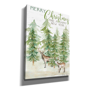 'Merry Christmas & Happy New Year Deer' by Cindy Jacobs, Canvas Wall Art