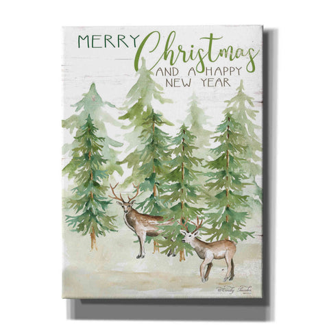 Image of 'Merry Christmas & Happy New Year Deer' by Cindy Jacobs, Canvas Wall Art