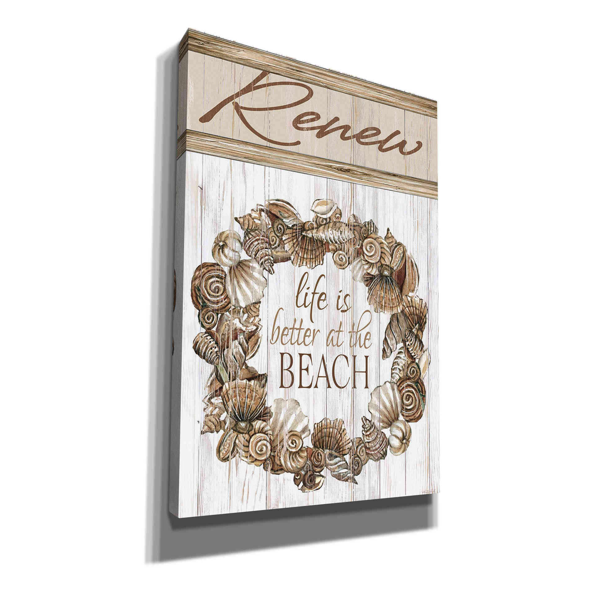 'Renew Shell Wreath' by Cindy Jacobs, Canvas Wall Art