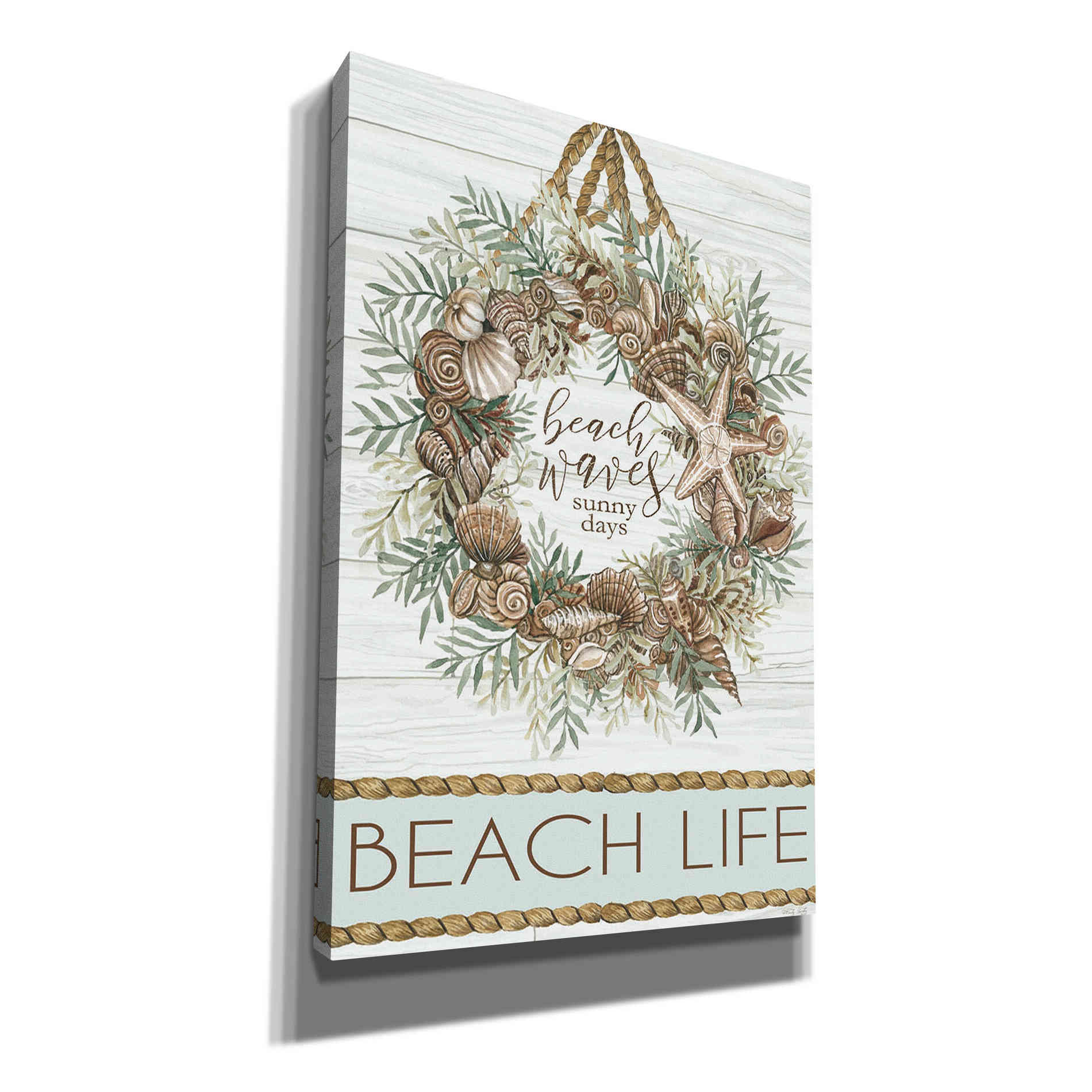 'Beach Waves Wreath' by Cindy Jacobs, Canvas Wall Art