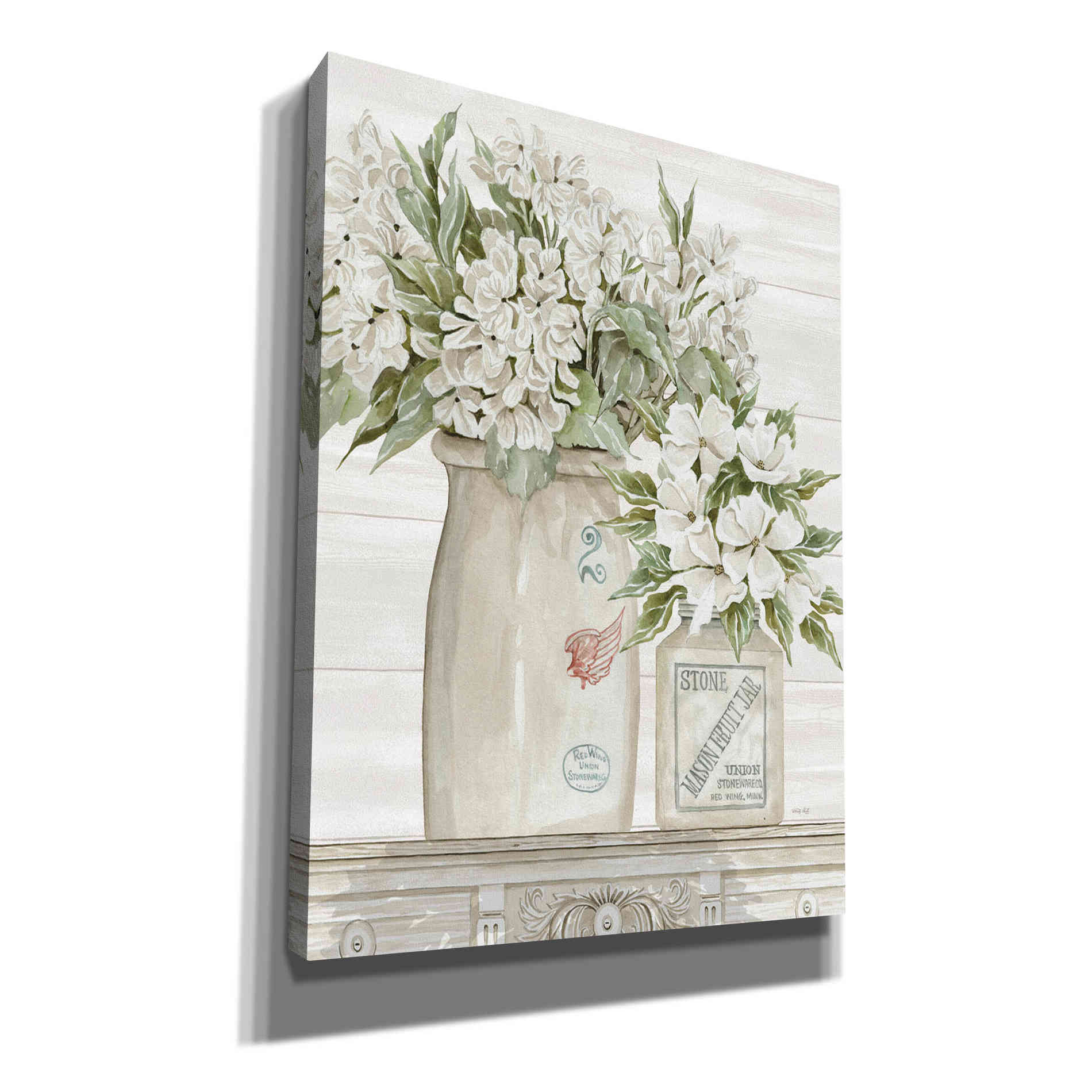 'Floral Country Crocks' by Cindy Jacobs, Canvas Wall Art