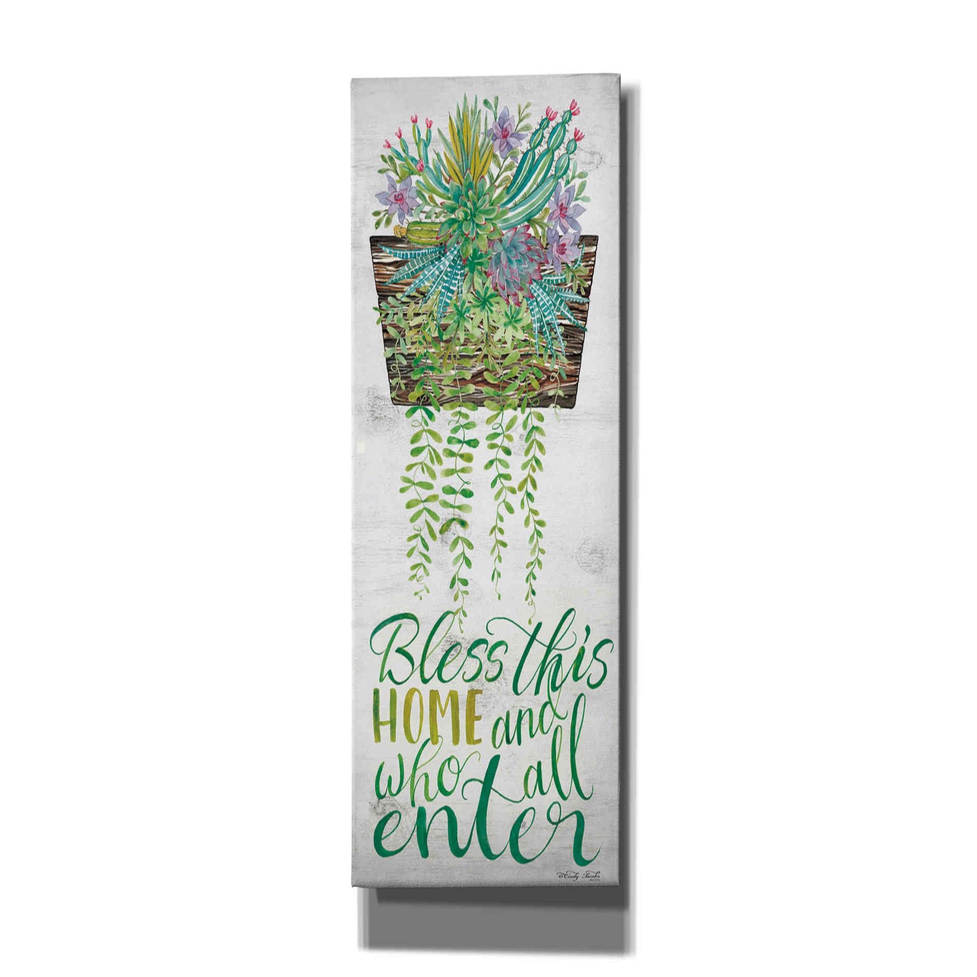 'Bless This Home Hanging Plant' by Cindy Jacobs, Canvas Wall Art