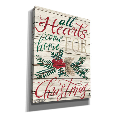Image of 'All Hearts Come Home for Christmas Shiplap 2' by Cindy Jacobs, Canvas Wall Art