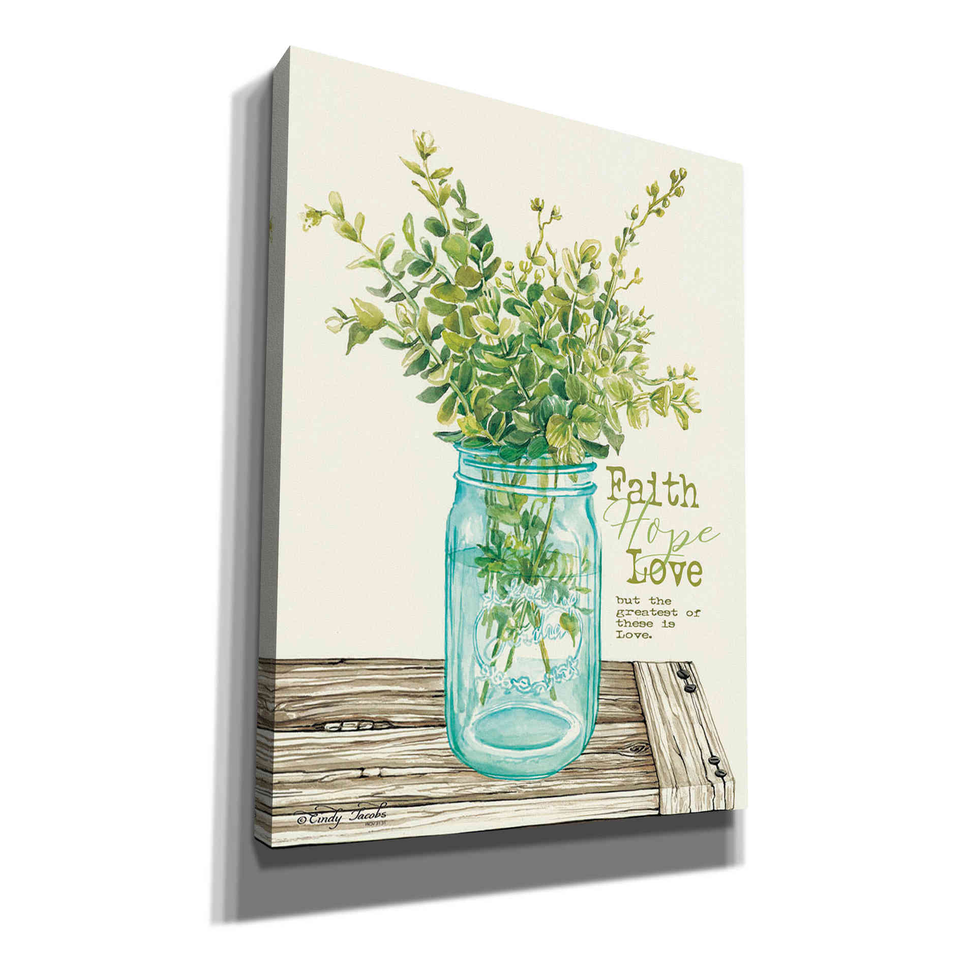 'Faith, Hope, Love and Eucalyptus' by Cindy Jacobs, Canvas Wall Art