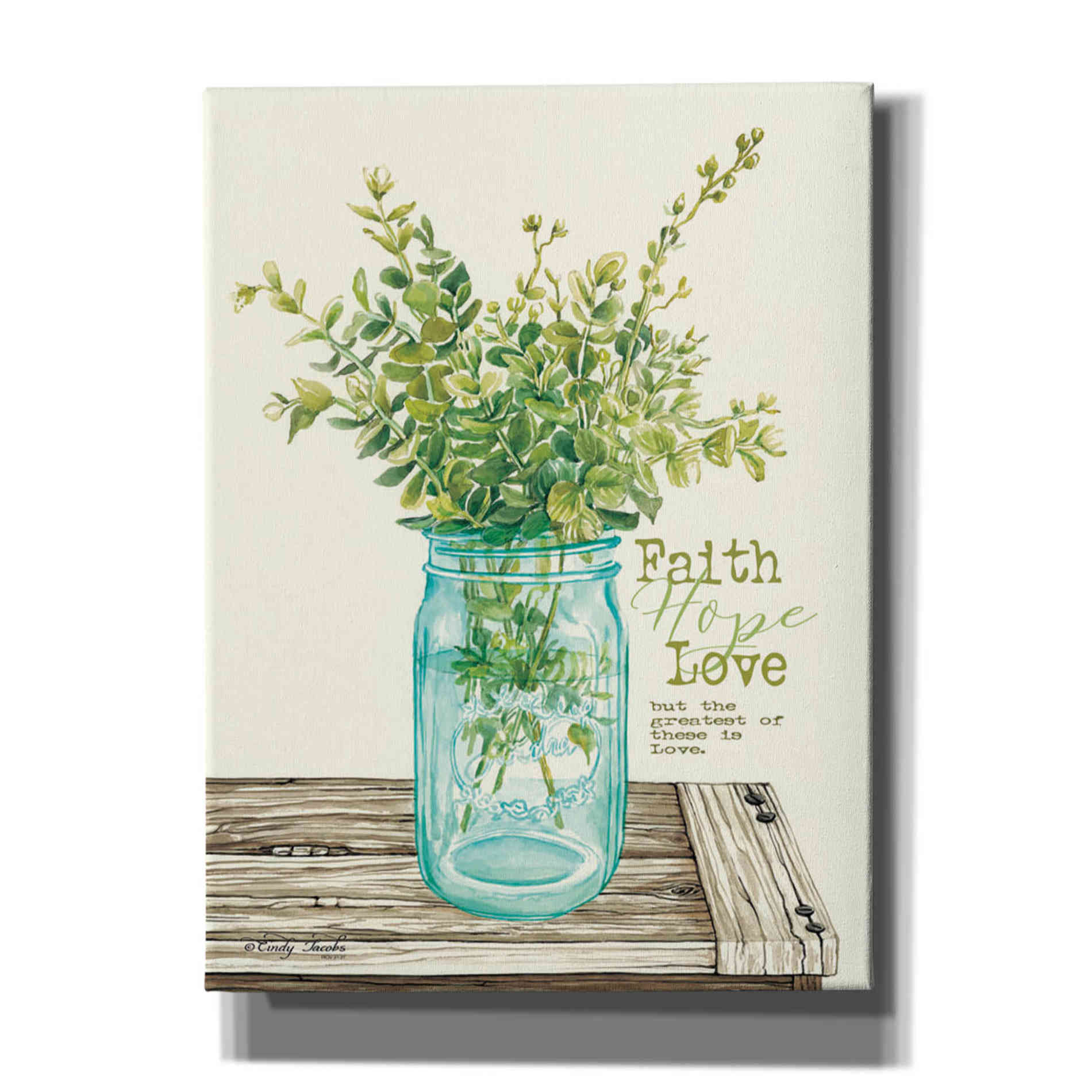 'Faith, Hope, Love and Eucalyptus' by Cindy Jacobs, Canvas Wall Art