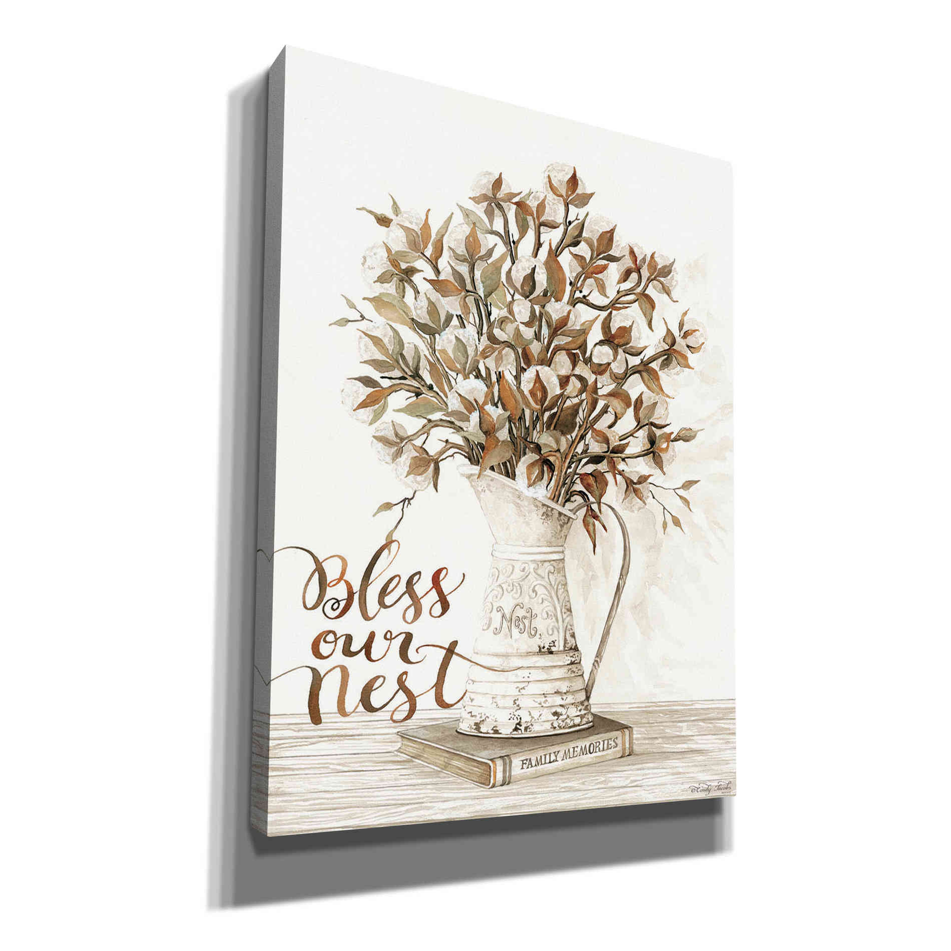 'Bless Our Nest Cotton Bouquet' by Cindy Jacobs, Canvas Wall Art