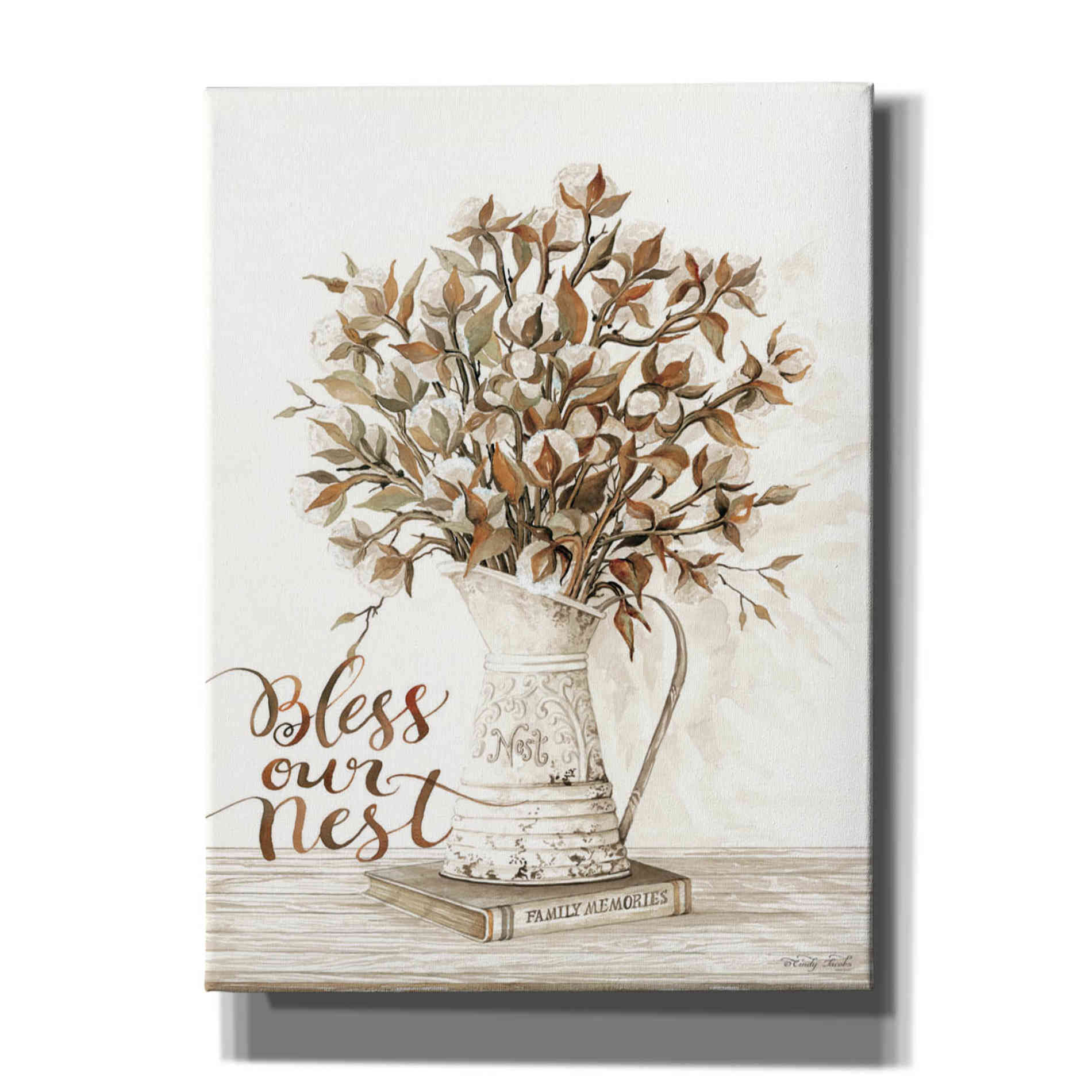 'Bless Our Nest Cotton Bouquet' by Cindy Jacobs, Canvas Wall Art