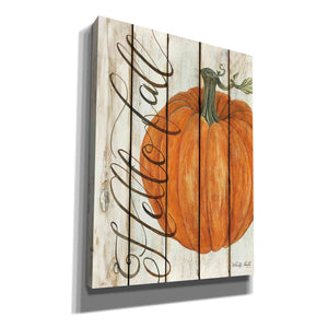 'Hello Fall Pumpkin on Shiplap' by Cindy Jacobs, Canvas Wall Art