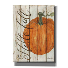 'Hello Fall Pumpkin on Shiplap' by Cindy Jacobs, Canvas Wall Art