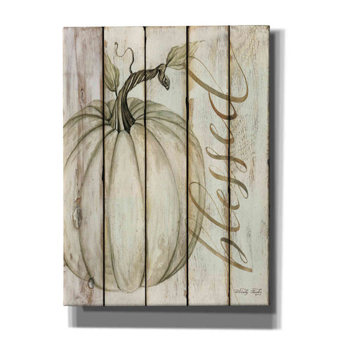 Image of 'Blessed Pumpkin on Shiplap' by Cindy Jacobs, Canvas Wall Art