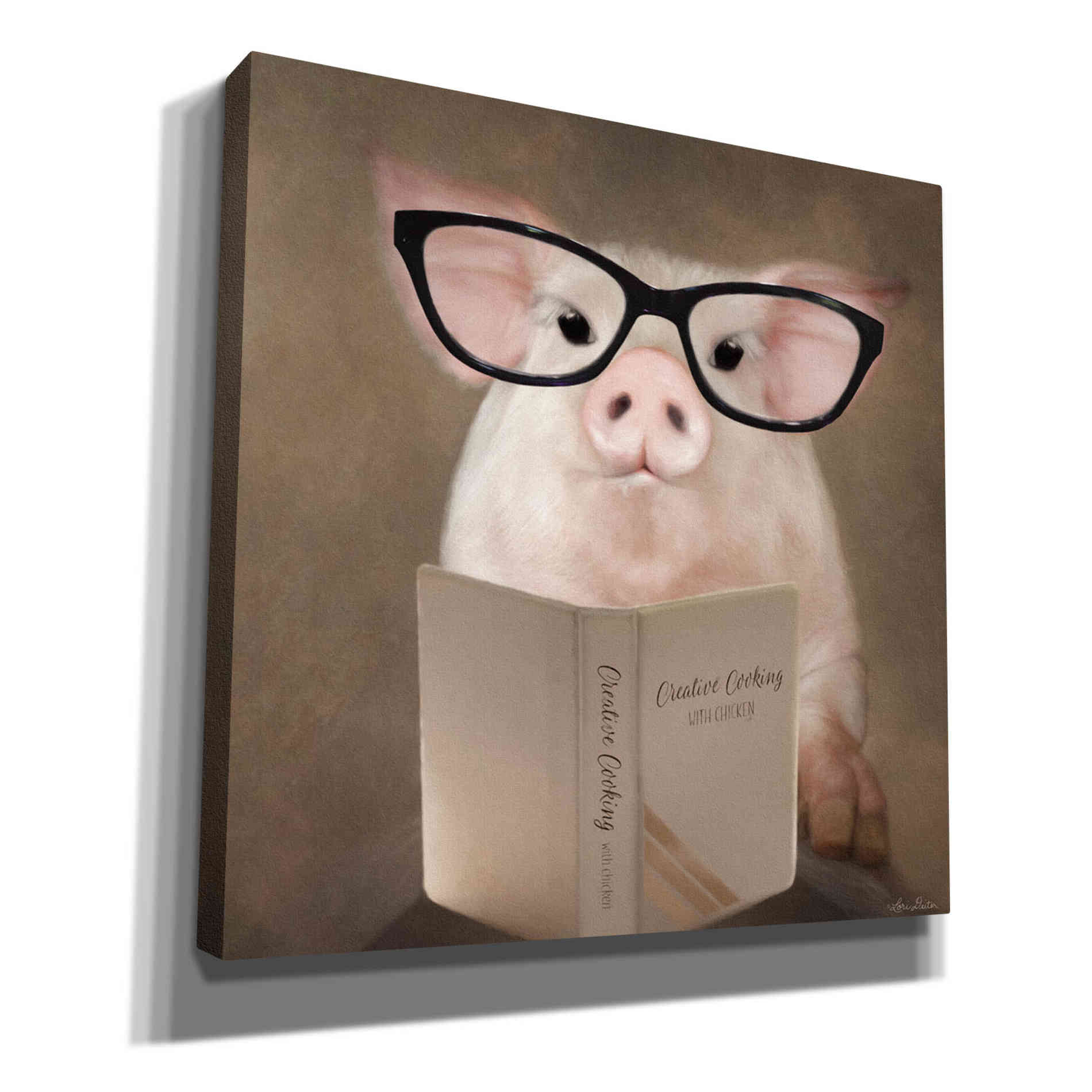 'Creative Cooking Pig' by Lori Deiter, Canvas Wall Art