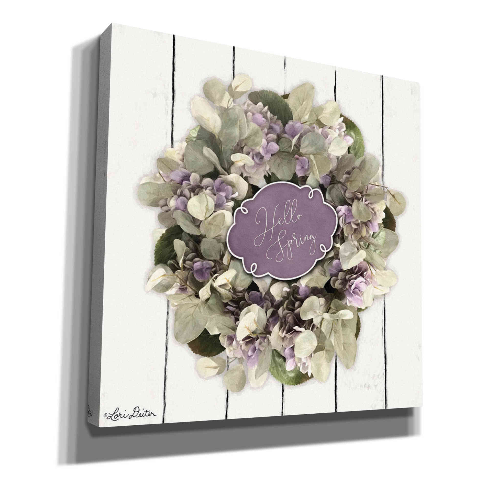 'Hello Spring Wreath' by Lori Deiter, Canvas Wall Art