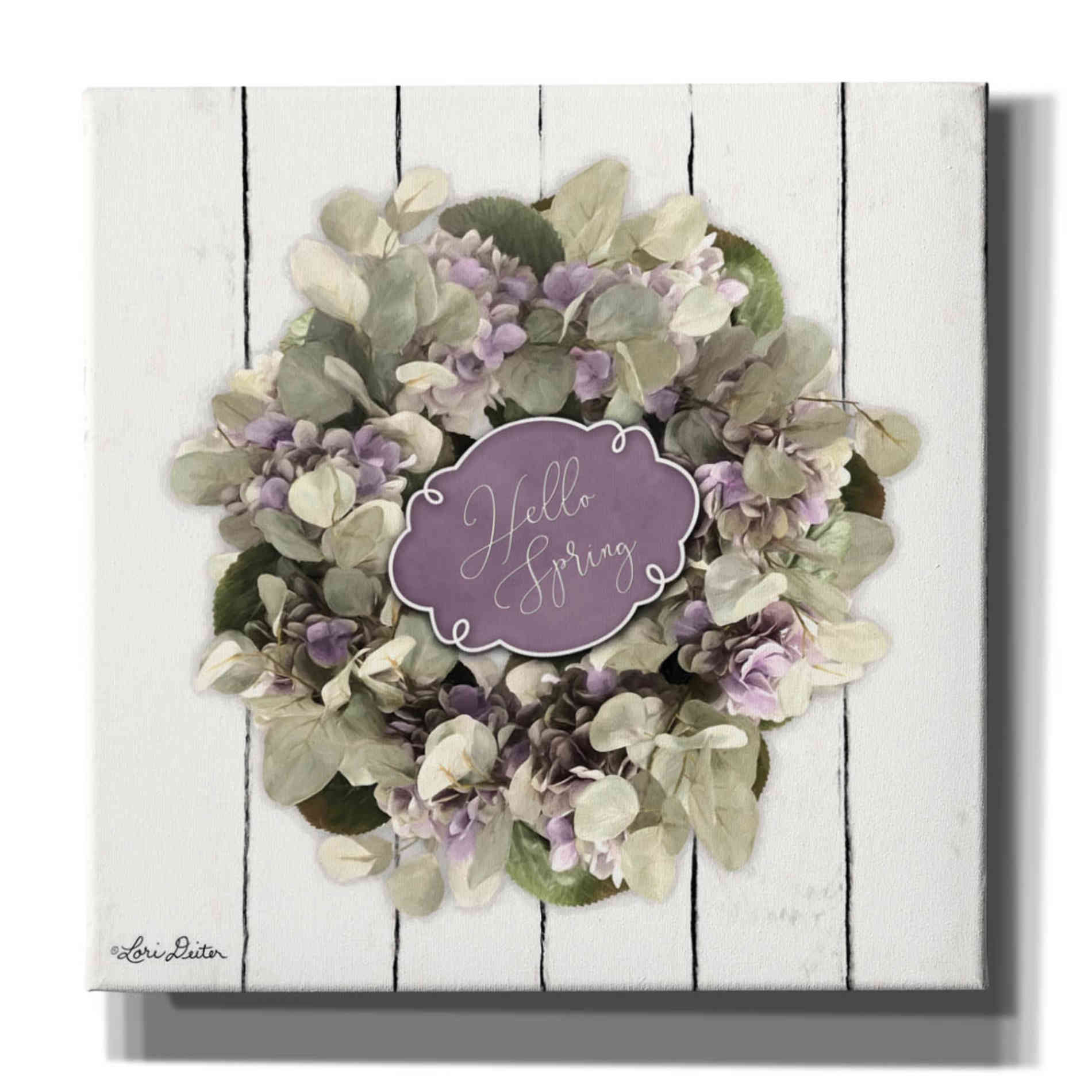 'Hello Spring Wreath' by Lori Deiter, Canvas Wall Art