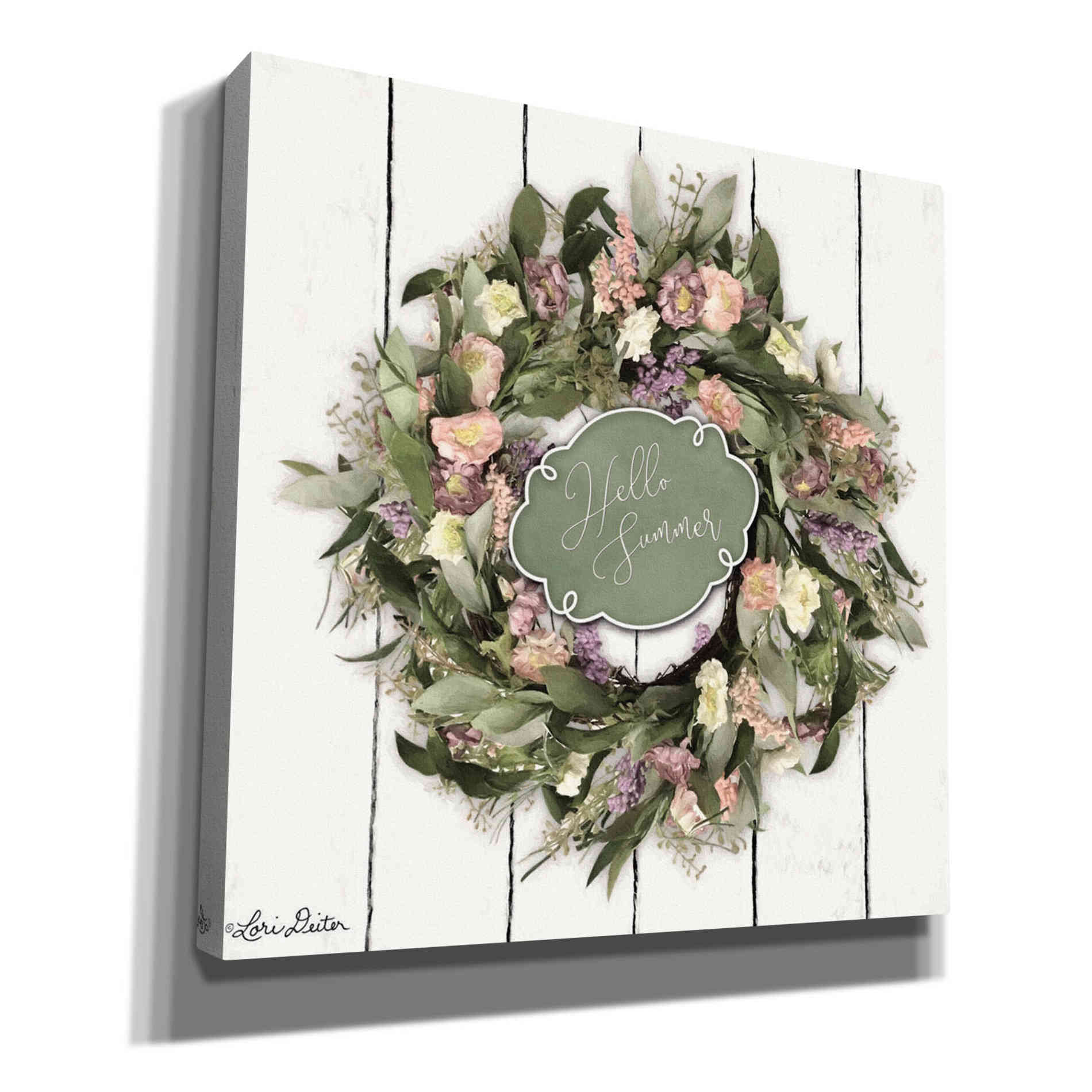 'Hello Summer Wreath' by Lori Deiter, Canvas Wall Art