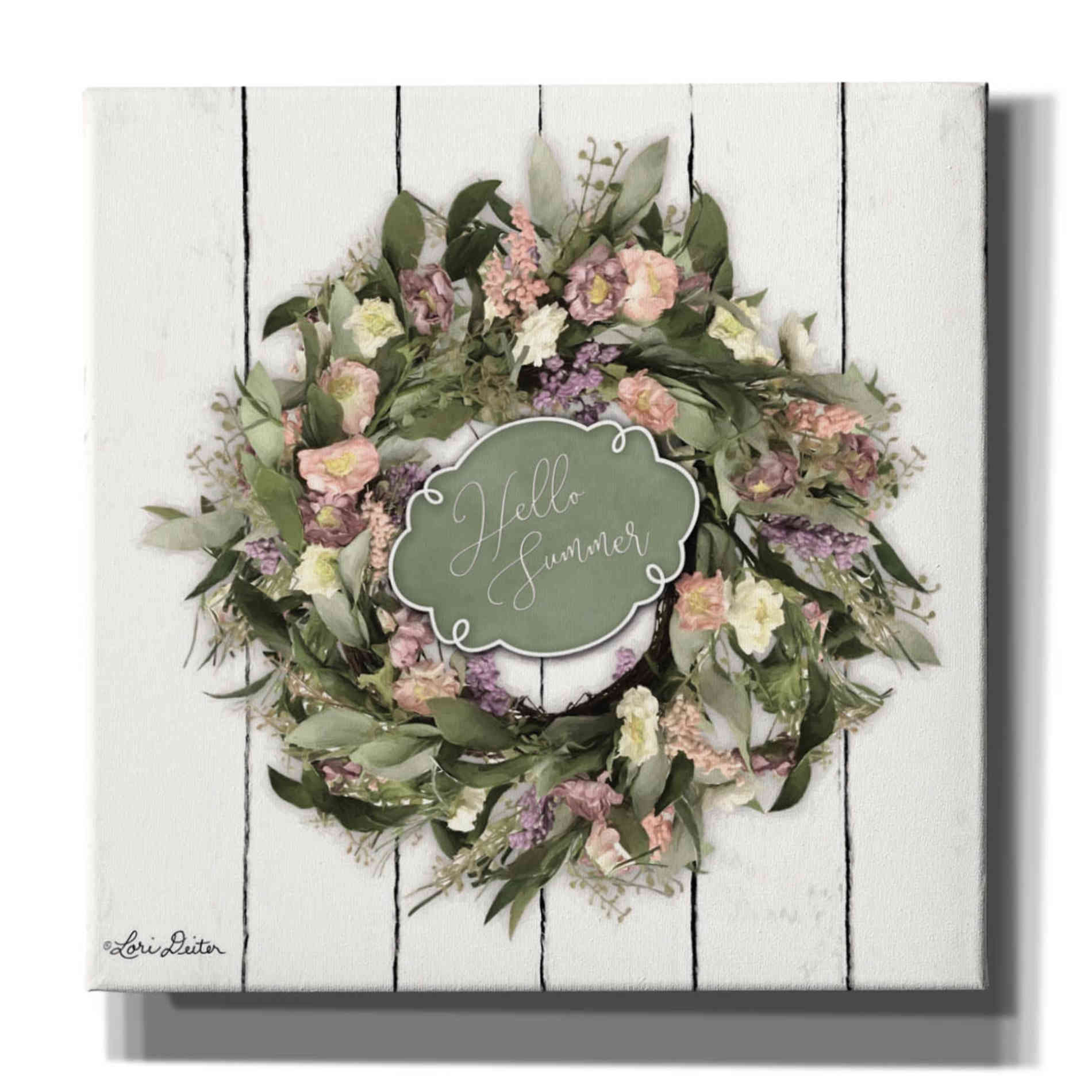 'Hello Summer Wreath' by Lori Deiter, Canvas Wall Art